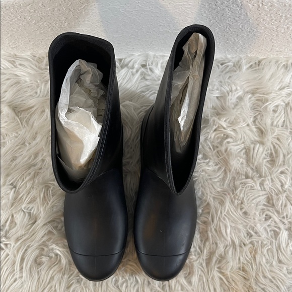 UGG Sienna Matte Rain Rubber Boots Slip On Black 1100510 Size 9 Real Fur NEW - Picture 3 of 15